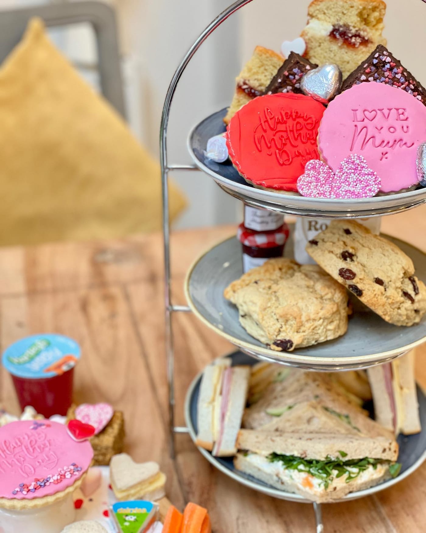 A tray of food on a table
Description automatically generated