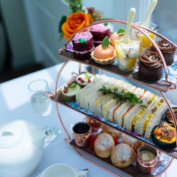 A tray of food on a table
Description automatically generated